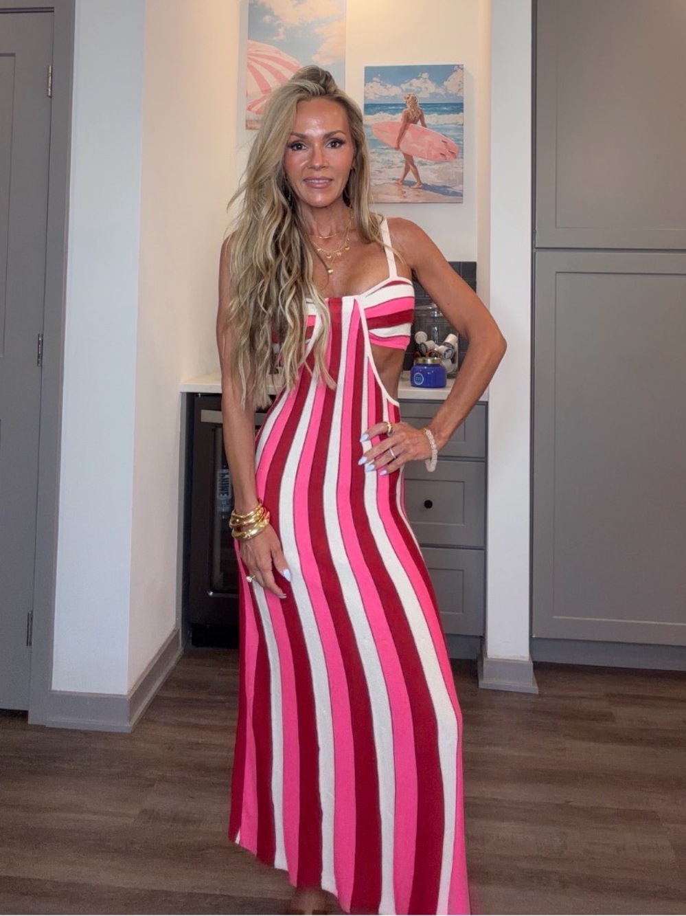 Vici • Riviera Bliss Striped Knit Color Block Midi Dress • like new • worn 1X - Picture 2 of 6